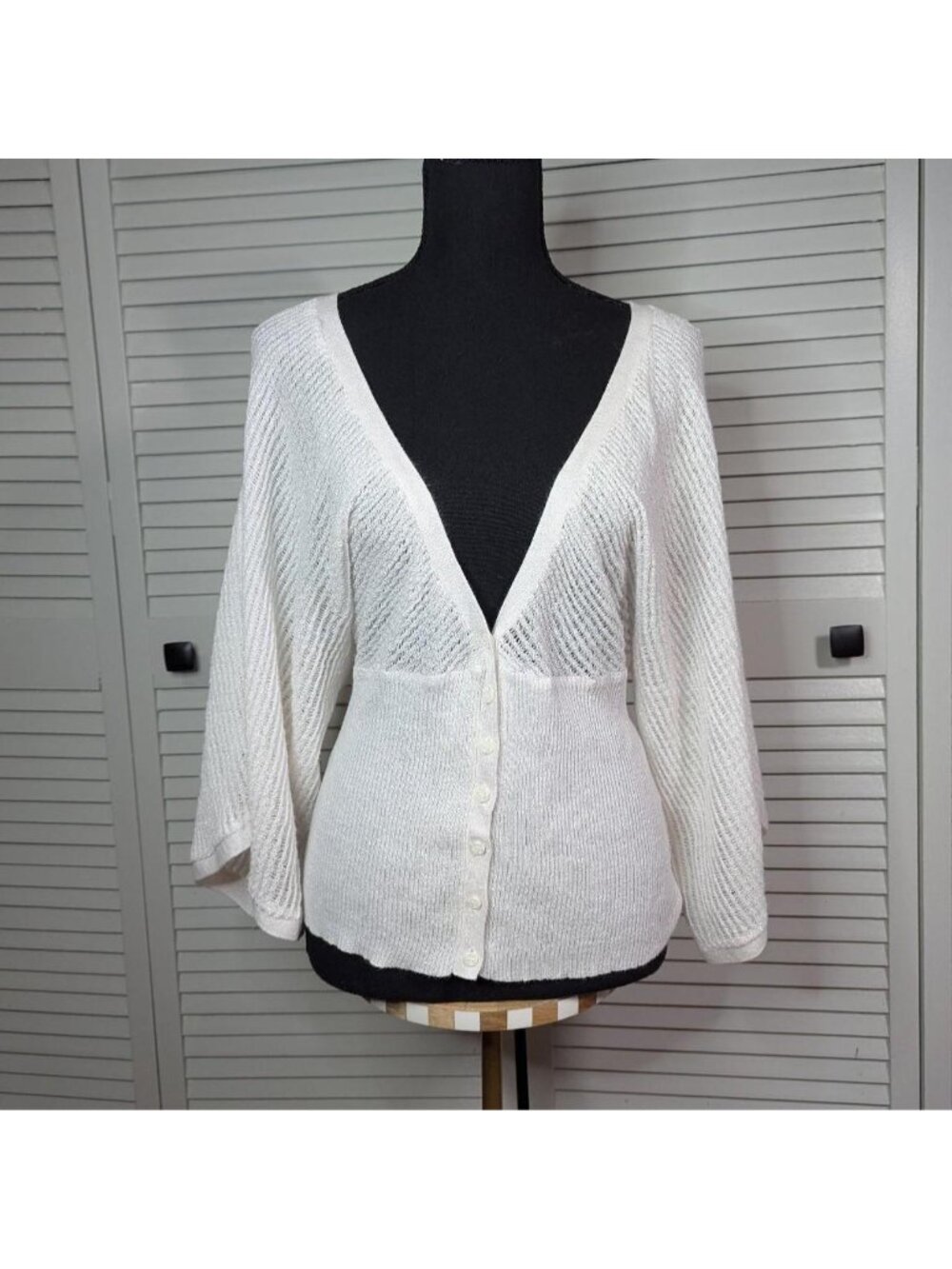 vintage White glitter knit see through button up cardigan